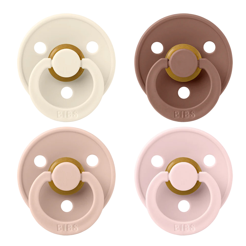 BIBS pacifier Colour 4 Pack Latex Size 2 Ivory/Bush/Woodchuck/Blossom - Rund nipple - Str. 2/+6 mdr.