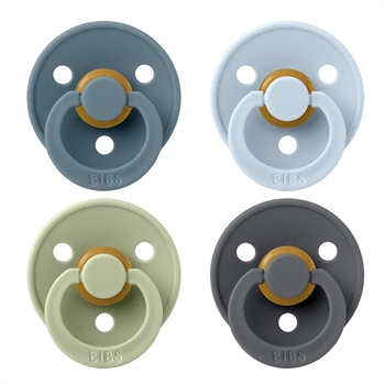 BIBS Pacifier Colour 4 Pack Latex Size 2 Petrol/Sage/Baby Blue/Iron - Rund nipple - Str. 2/+6 mdr.