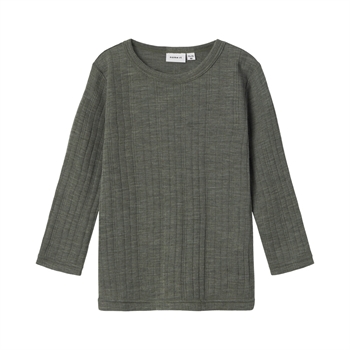 Name It - Nmmwang Wool Needle Ls Top Solid Noos - Mulled Basil