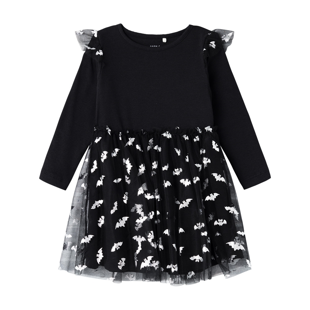 Name It - Nmfottoline Tulle Skirt Ls Dress - Black