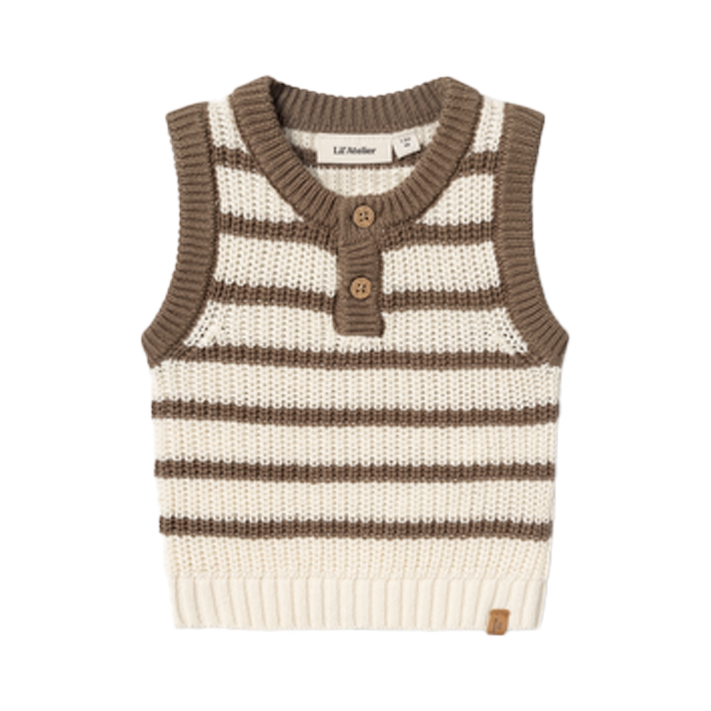 Lil\' Atelier - Nmmemlen Knit Vest Stripe Lil - Birch