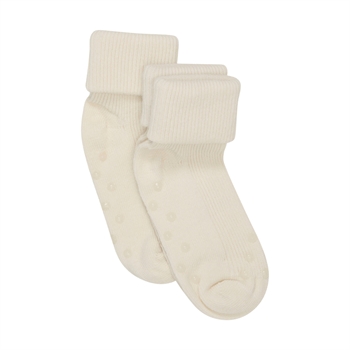 Minymo - Baby rib sock w. ABS (2-pack) - Offwhite