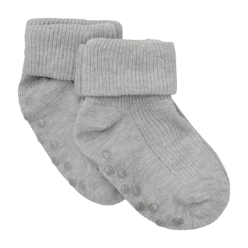 Minymo - Baby rib sock w. ABS (2-pack) - Light Grey Melange