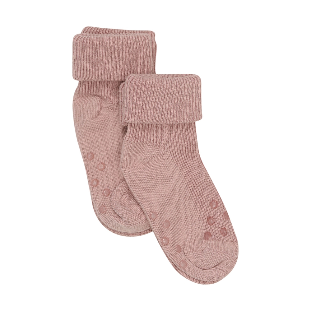 Minymo - Baby rib sock w. ABS (2-pack) - Rose Cloud