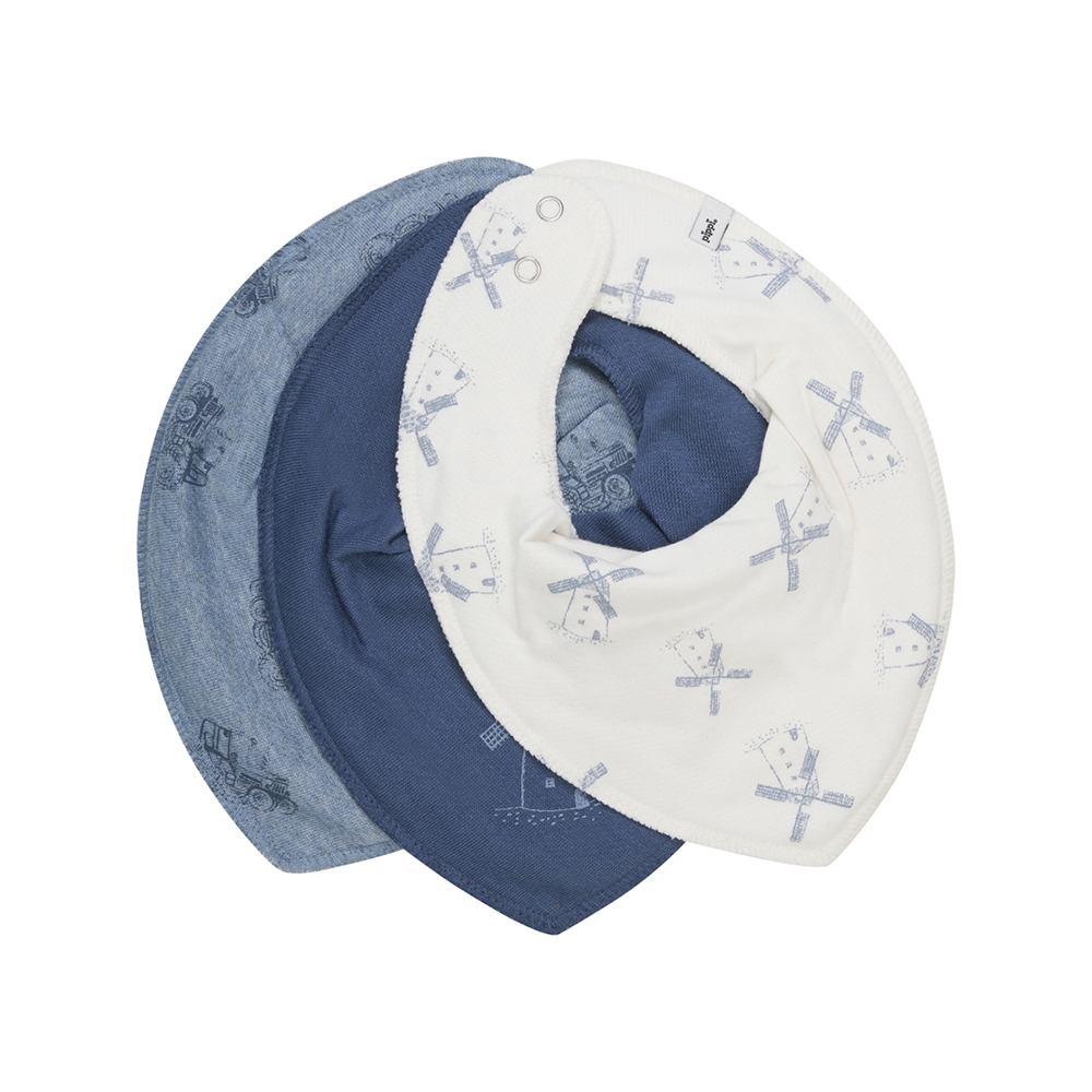 PIPPI Bandana hagesmække, Dark Denim, 3-pak