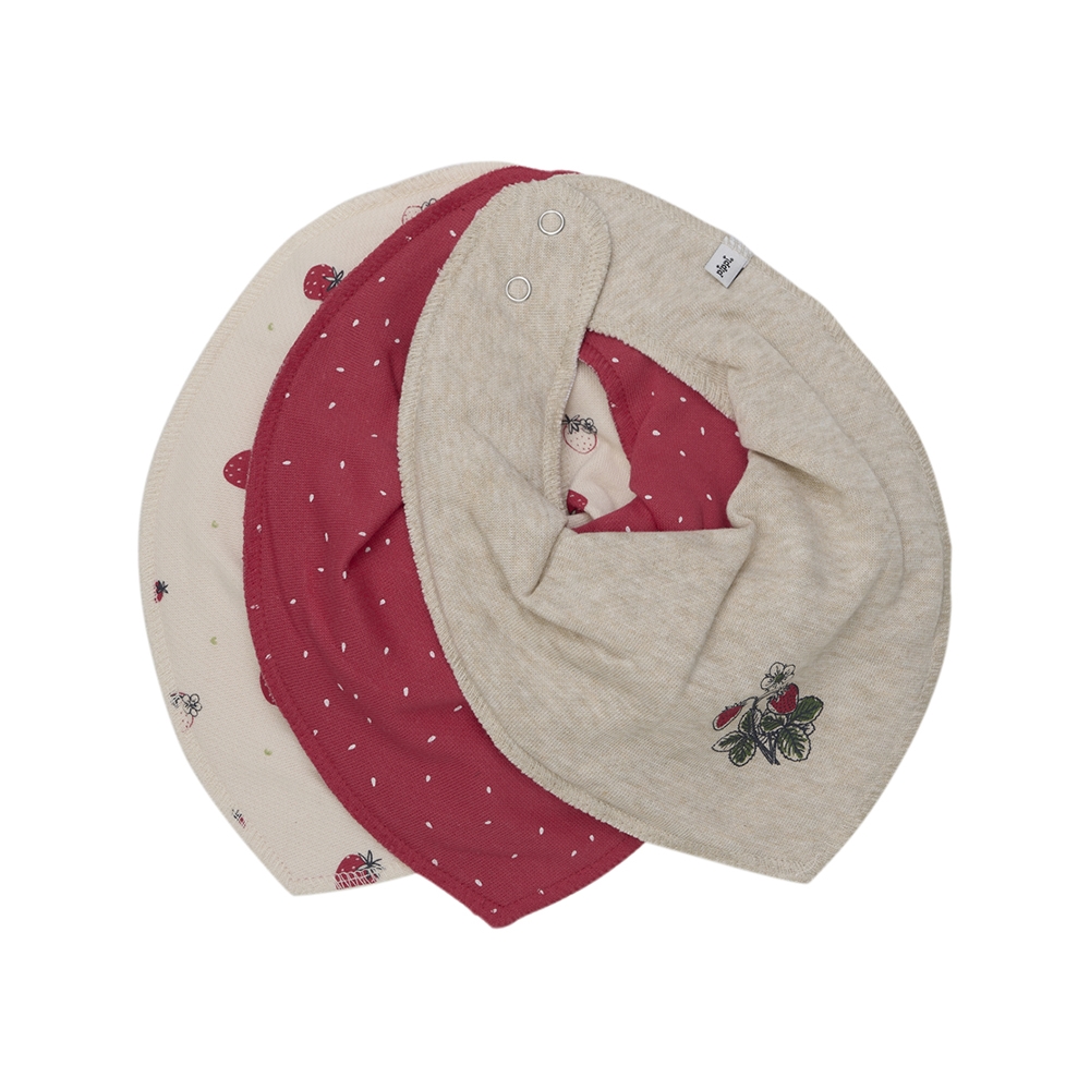 PIPPI Bandana hagesmække, True Red, 3-pak