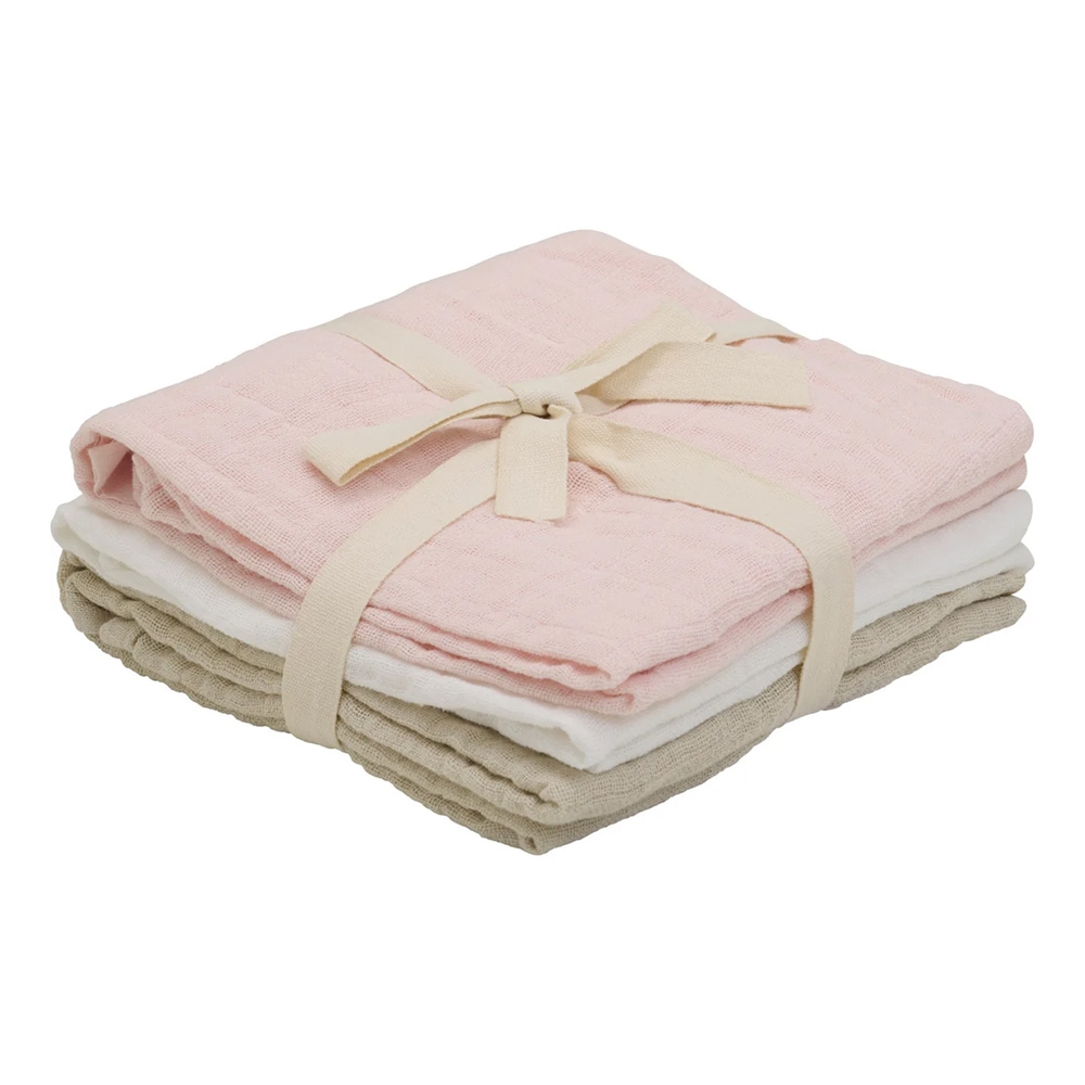 Pippi - Organic Cloth Muslin (3-pack) - Veiled Rose str. 65X65